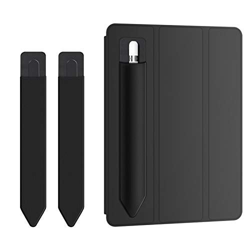 Doormoon Pencil Holder for iPad 2018 (6th Gen)/ iPad Air 9.7 / Pro 10.5" 12.9", Detachable Elastic Apple Pencil 2nd Gen Leather Sleeve Pocket Pouch (Black x 2) - Image 1