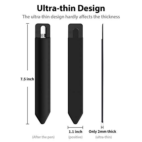 Doormoon Pencil Holder for iPad 2018 (6th Gen)/ iPad Air 9.7 / Pro 10.5" 12.9", Detachable Elastic Apple Pencil 2nd Gen Leather Sleeve Pocket Pouch (Black x 2) - Image 4