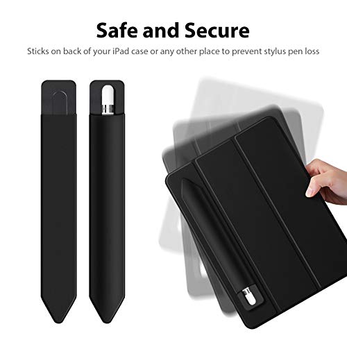 Doormoon Pencil Holder for iPad 2018 (6th Gen)/ iPad Air 9.7 / Pro 10.5" 12.9", Detachable Elastic Apple Pencil 2nd Gen Leather Sleeve Pocket Pouch (Black x 2) - Image 3