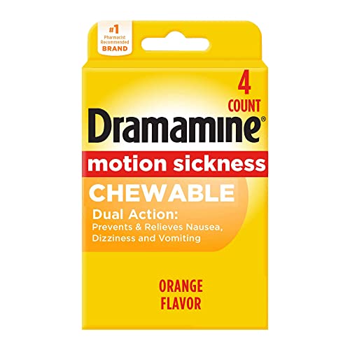 Dramamine Chewable Motion Sickness Relief Orange Flavor 4 Count