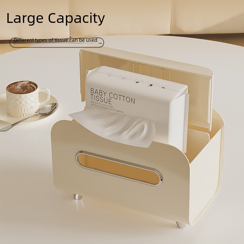 Cream Style Tissue Box Desktop Light Luxury Style Paper Box Household Living Room Coffee Table Multifunctional Remote Control Paper Box(Light grass green) - Image 4