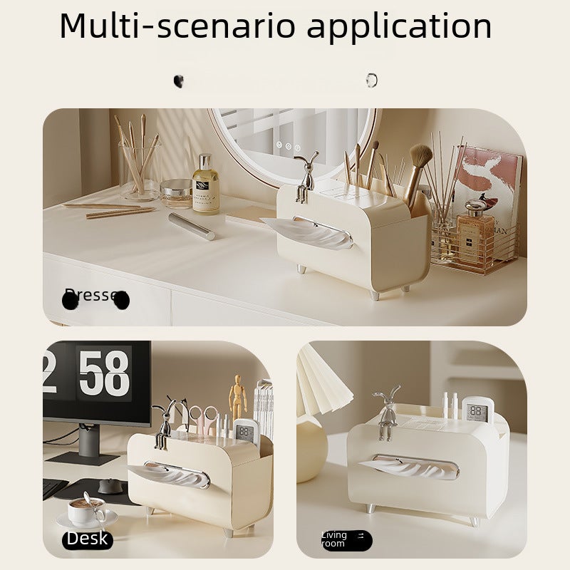 Cream Style Tissue Box Desktop Light Luxury Style Paper Box Household Living Room Coffee Table Multifunctional Remote Control Paper Box(Light grass green) - Image 5