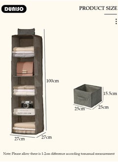 DUNISO 5-Tier Hanging Clothes Organizer, Hanging Shelf Organizer with 2 Drawers, Storage Box Collapsible Shelves Hanging Closet for Clothes, Socks, Underwear, Hat, Jeans, Towel, Sweater, in Bedroom, Dorm College Room  - Image 4