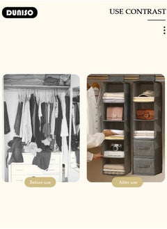 DUNISO 5-Tier Hanging Clothes Organizer, Hanging Shelf Organizer with 2 Drawers, Storage Box Collapsible Shelves Hanging Closet for Clothes, Socks, Underwear, Hat, Jeans, Towel, Sweater, in Bedroom, Dorm College Room  - Image 3