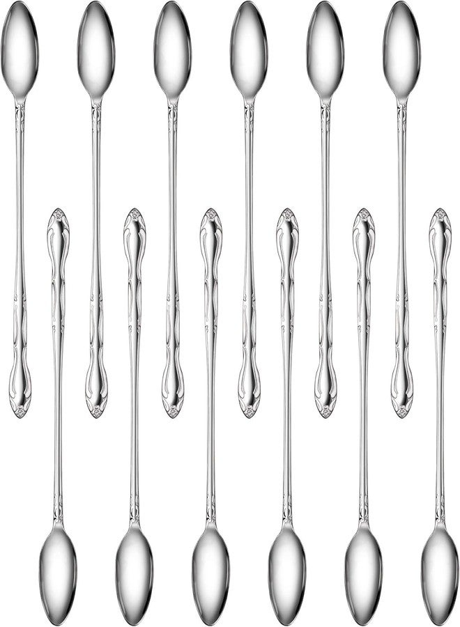 New Star Foodservice 58765 Stainless Steel Rose Pattern Iced Teaspoon 7.7-Inch Set of 12 - Image 1
