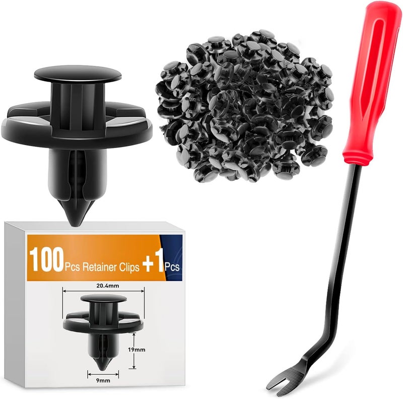 جوواك مجموعة GOOACC GRC-46 المكونة من 100 قطعة من مشابك مثبتات النايلون للصدام، بديل OEM #01553-09321، مقاس 8 مم، مع قطعة إضافية واحدة من أداة إزالة المثبتات مقاوم للبقع والتلطيخ - Image 1