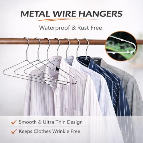 PulGos Pack of 24 Metal Clothes Hanger–Rust Free & Heavy Duty |Non-Slip Ultra-Thin Hangers for Wardrobe |Lightweight & Durable Design| Space-Saving Closet Organizer with Smooth Finish for All Garments - Image 4