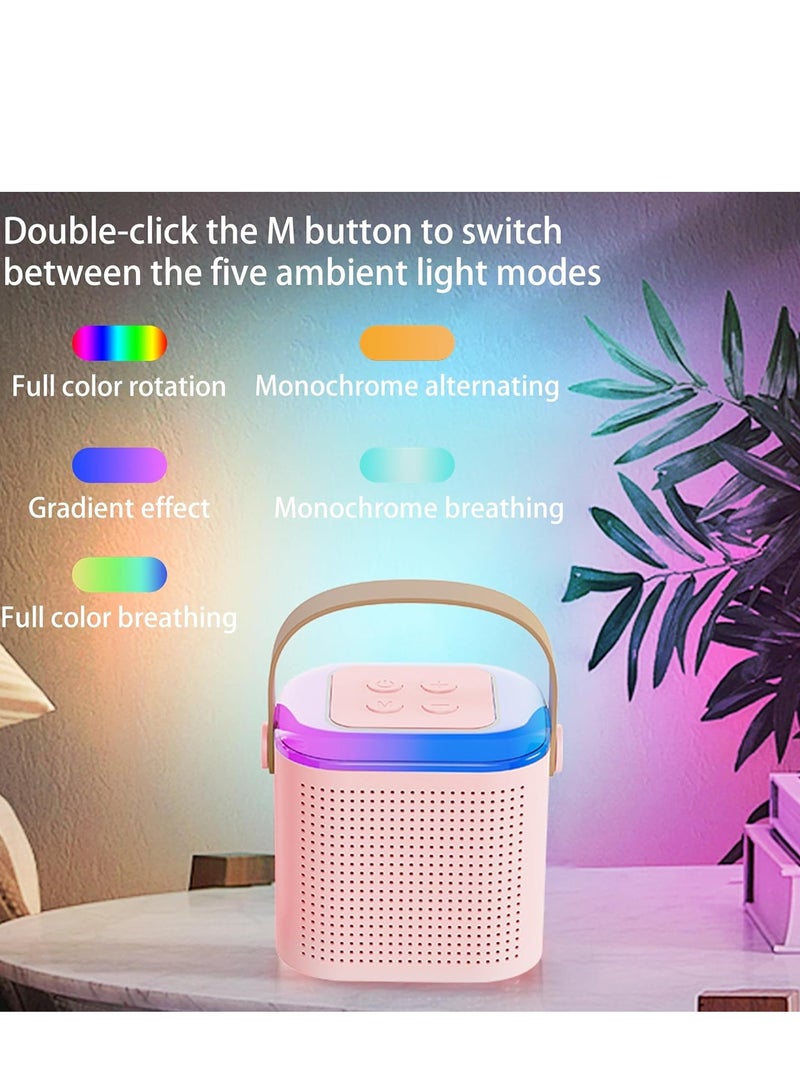YUNSYE Mini Karaoke Machine,Portable Bluetooth Speaker with 2 Wireless Microphone, Funny Toys for Girls Boy Ages 4-12 Years Old, colorfull Lights,  for Kids Birthday Home Party Pink color - Image 3