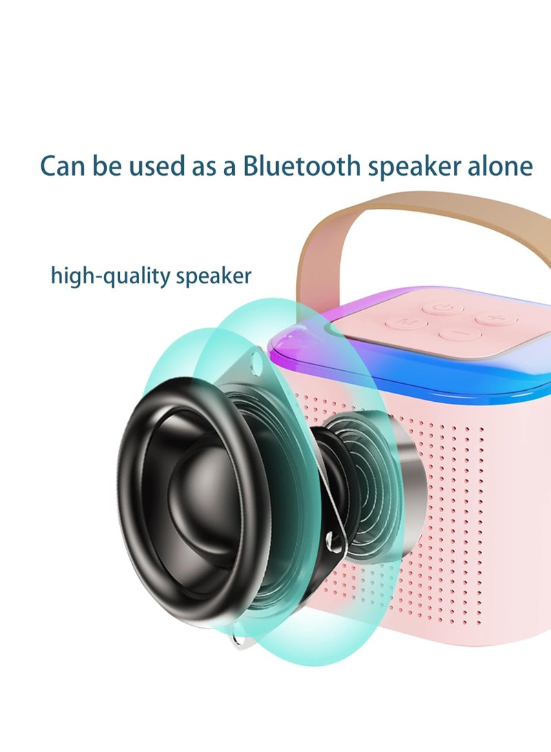 YUNSYE Mini Karaoke Machine,Portable Bluetooth Speaker with 2 Wireless Microphone, Funny Toys for Girls Boy Ages 4-12 Years Old, colorfull Lights,  for Kids Birthday Home Party Pink color - Image 5