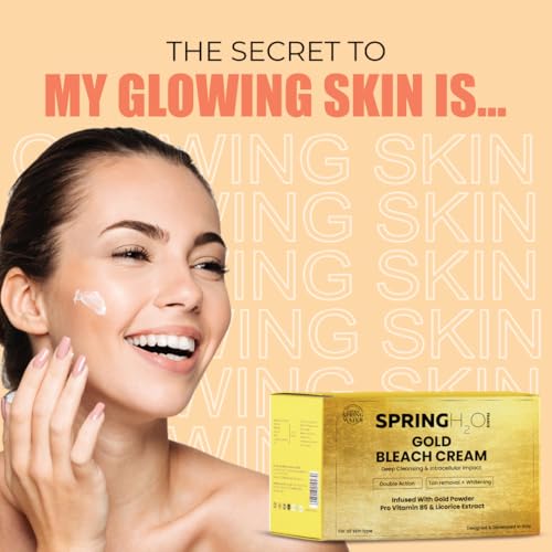 Spring H2O Gold Bleach Cream 300g with Vitamin C & Licorice Extract for Skin Brightening, Pigmentation Reduction & Instant Glow | Gentle Face Bleach for All Skin Types | Salon Like Finish at Home - Image 4