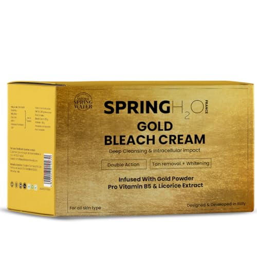 Spring H2O Gold Bleach Cream 300g with Vitamin C & Licorice Extract for Skin Brightening, Pigmentation Reduction & Instant Glow | Gentle Face Bleach for All Skin Types | Salon Like Finish at Home - Image 1
