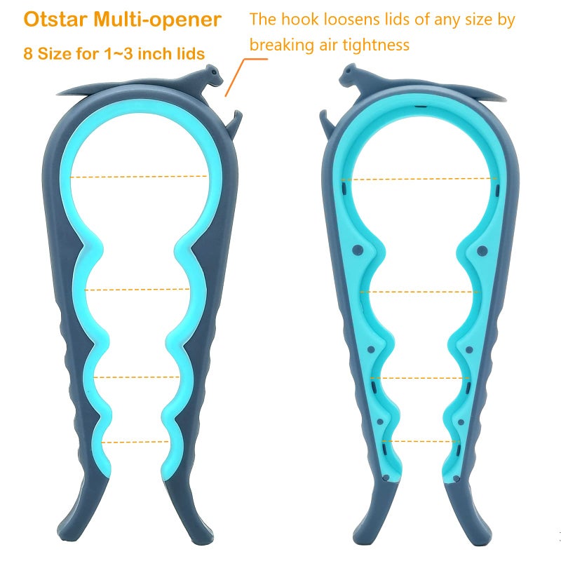 Otstar Latest Jar Opener for Seniors with Arthritis, Weak Hands, 5 in 1 Bottle Opener Tool with Rubber Jar Gripper Pad and Corkscrew Wine Opener - Image 2