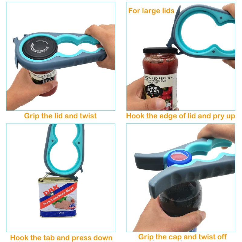 Otstar Latest Jar Opener for Seniors with Arthritis, Weak Hands, 5 in 1 Bottle Opener Tool with Rubber Jar Gripper Pad and Corkscrew Wine Opener - Image 3