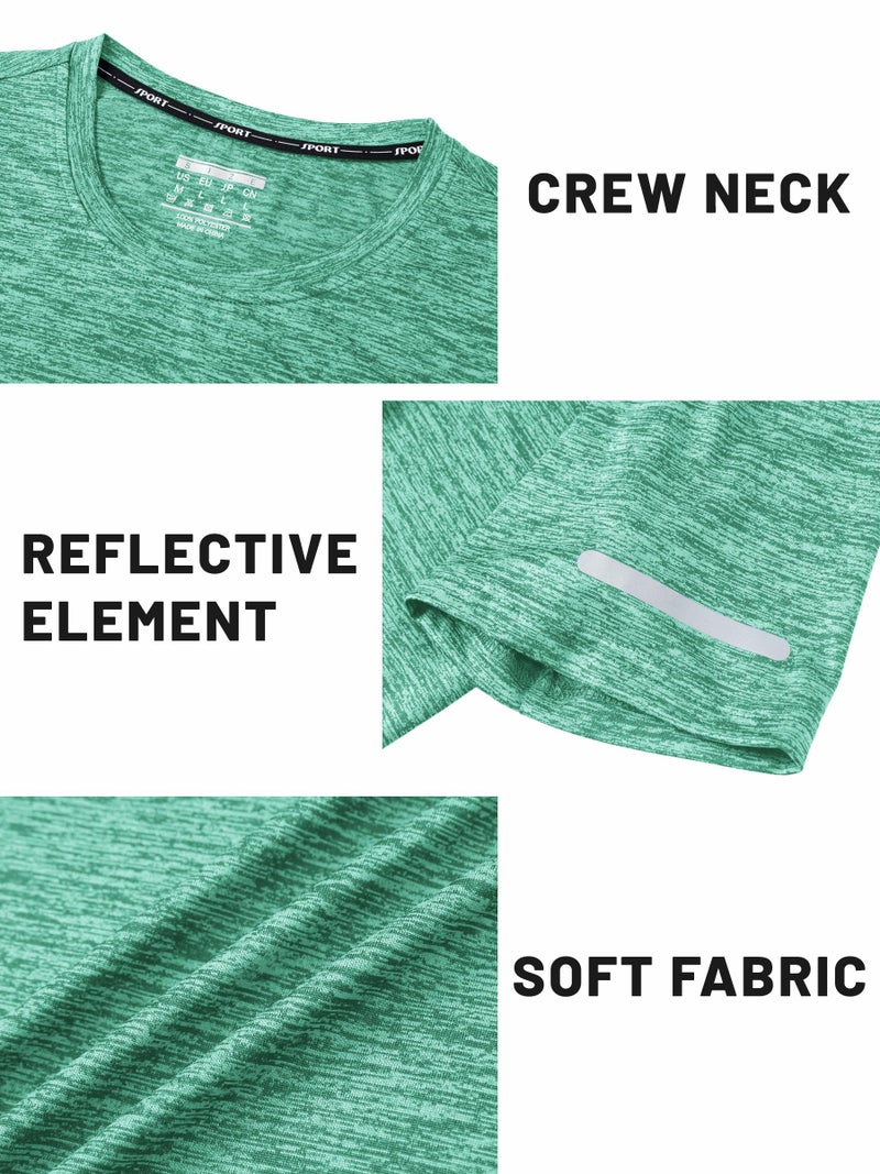TACVASEN Men's Athletic Shirts & Tees Gym Shirts for Men Workout Short Sleeve Quick Dry Running Dry Fit Shirts for Men Performance Tee Shirt Men Light Green - Image 5