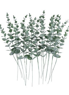 Y&D Eucalyptus Leaves 20pcs Artificial Stems Real Grey, Green Touch Branches for Home Office Centerpiece Wedding Banquet Flower Arrangement Decoration  - Image 1