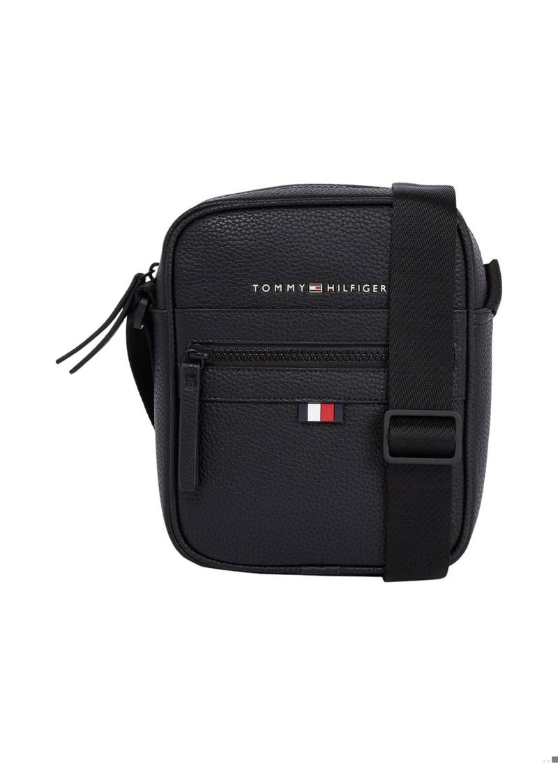 TOMMY HILFIGER Men's Essential Small Reporter Bag- Faux Leather, Black  - Image 1