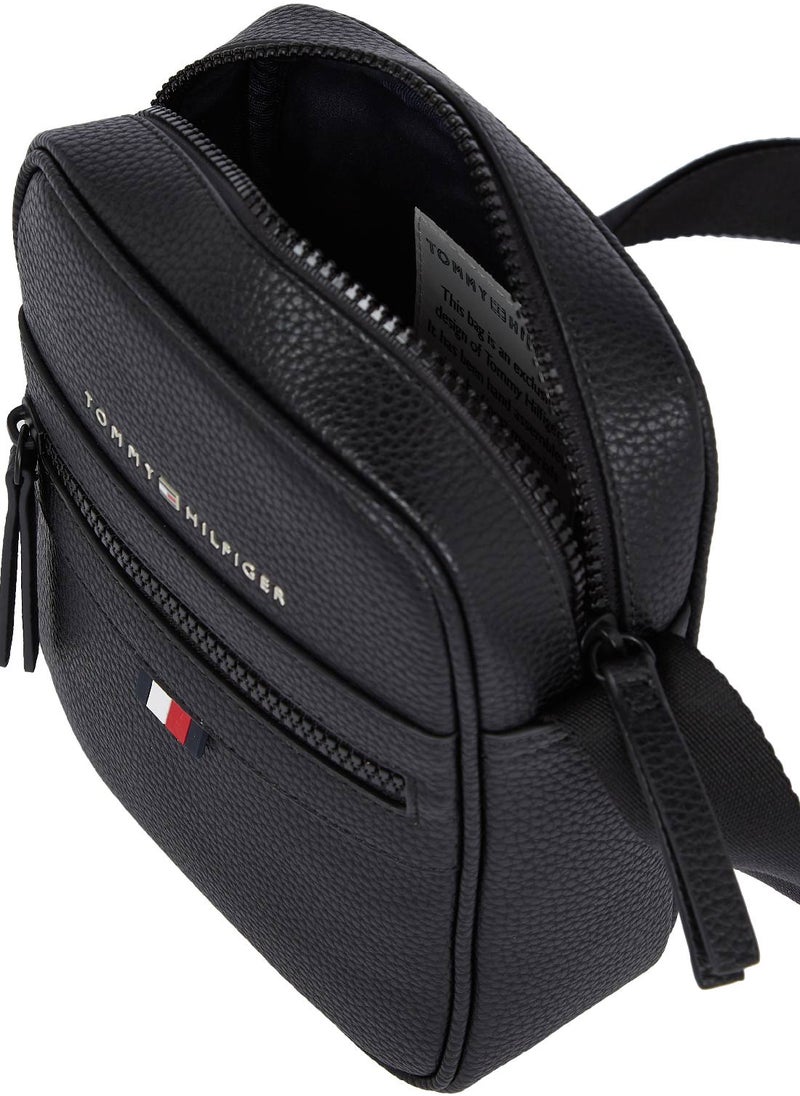 TOMMY HILFIGER Men's Essential Small Reporter Bag- Faux Leather, Black  - Image 3