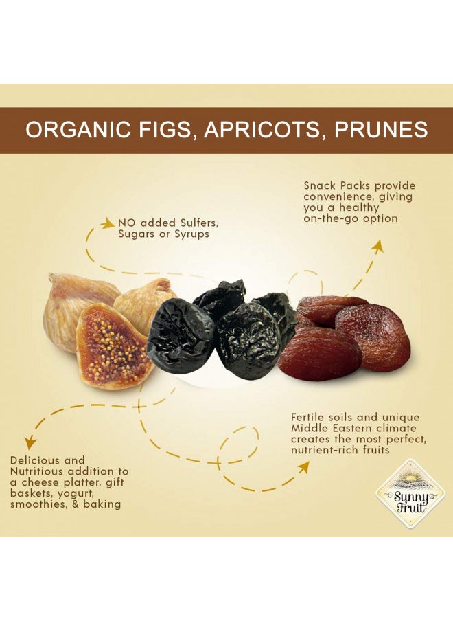 SUNNY FRUIT - Sunny Fruit Organic Dried Fruit Assortment - Prunes, Figs & Apricots Variety, 3 Bags (15 Individual Portion Packs) | ORGANIC, NON-GMO, VEGAN, HALAL, KOSHER, NO PRESERVATIVES, NO SUGAR ADDED - Image 1