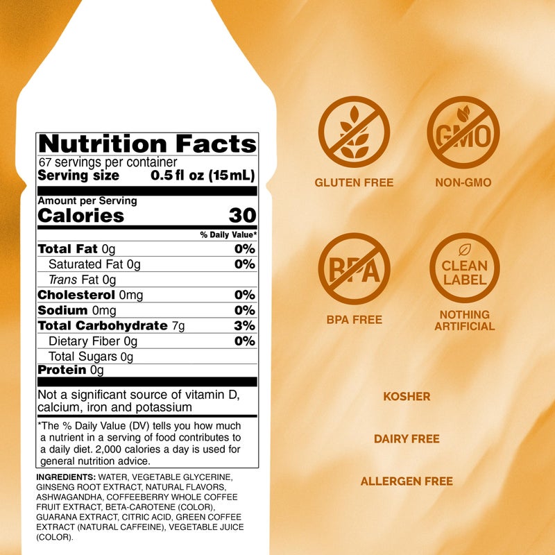 Monin - Energy Boost, Liquid Energy Supplement, Subtle Tea Flavor, Zero Added Sugar, Great for Coffee, Soda, & More, Low-Calorie, Contains Natural Caffeine, Gluten-Free, Clean Label (1 Liter + Pump) - Image 2