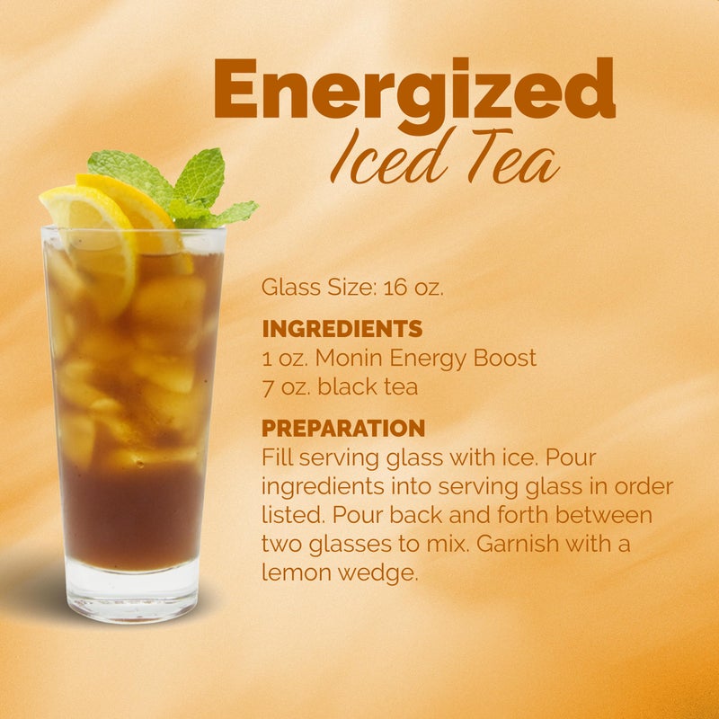 Monin - Energy Boost, Liquid Energy Supplement, Subtle Tea Flavor, Zero Added Sugar, Great for Coffee, Soda, & More, Low-Calorie, Contains Natural Caffeine, Gluten-Free, Clean Label (1 Liter + Pump) - Image 5