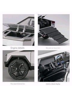 بيوينتي نموذج شاحنة بيك اب من Cybertruck Diecast، مركبة معدنية للطرق الوعرة مع صوت وإضاءة، لعبة للأطفال  - Image 3