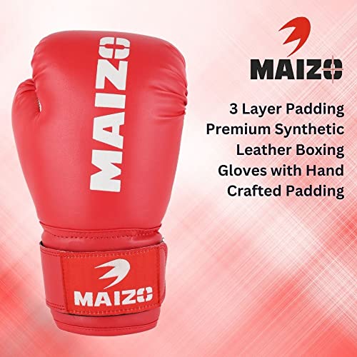 MAIZO Boxing Gloves Maizo Striker Training Moulded Padding Gloves Stitching/Fighting Gloves, MMA/Full Wrap Around Wrist Strap for Men & Women (6oz, Red White) - Image 2