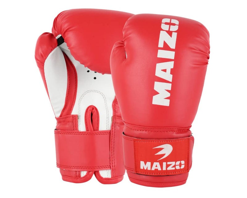 MAIZO Boxing Gloves Maizo Striker Training Moulded Padding Gloves Stitching/Fighting Gloves, MMA/Full Wrap Around Wrist Strap for Men & Women (6oz, Red White) - Image 1