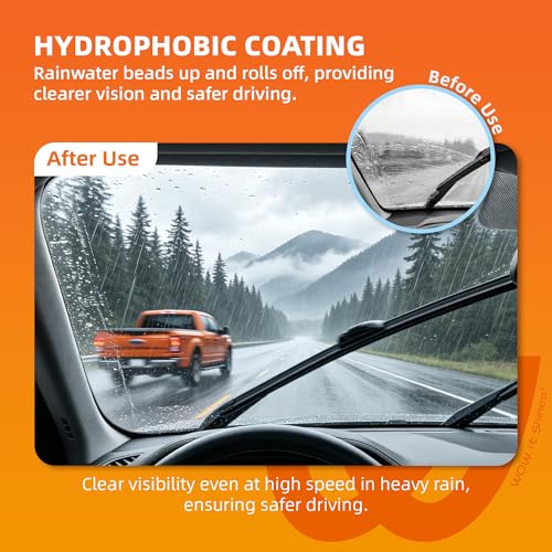 WOWIPER Silicone Wiper Blades 24 20 Replacement for Toyota Camry 2012-2007 4Runner 2022-2010/KIA Sorento 2015-2011 Forte 2013-2010 Soul 23-10 OEM Quality Windshield Wiper Blades for My Car(Set of 2) - Image 2