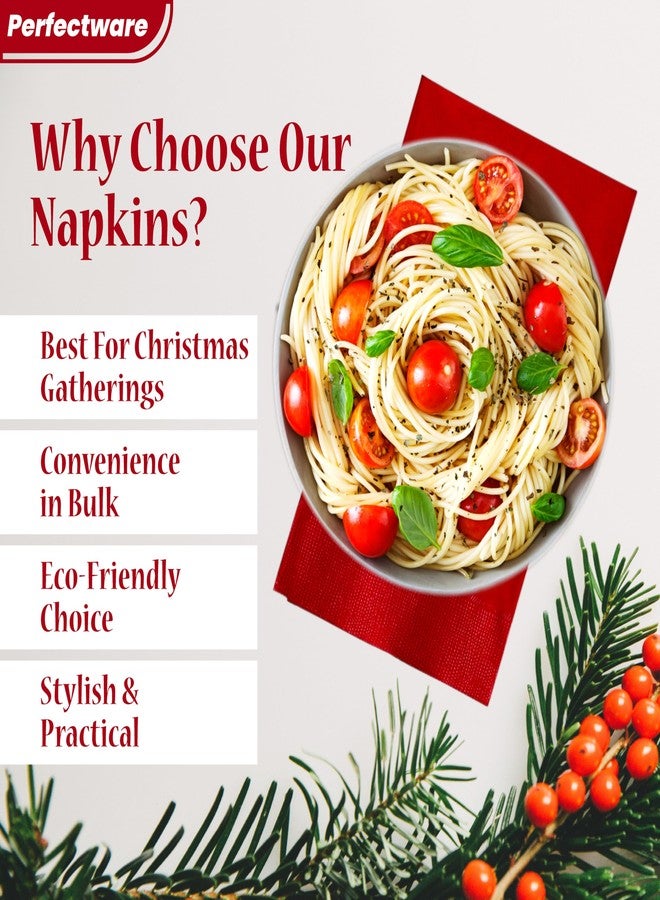 Perfectware- 2 Ply Dinner Napkin Red- 50 CT Red 2 Ply"15 x 17" Paper Dinner Napkins - Pack of 50 CT. Ideal for Party., (PWRedDinnerNapkin-50CT) - Image 4