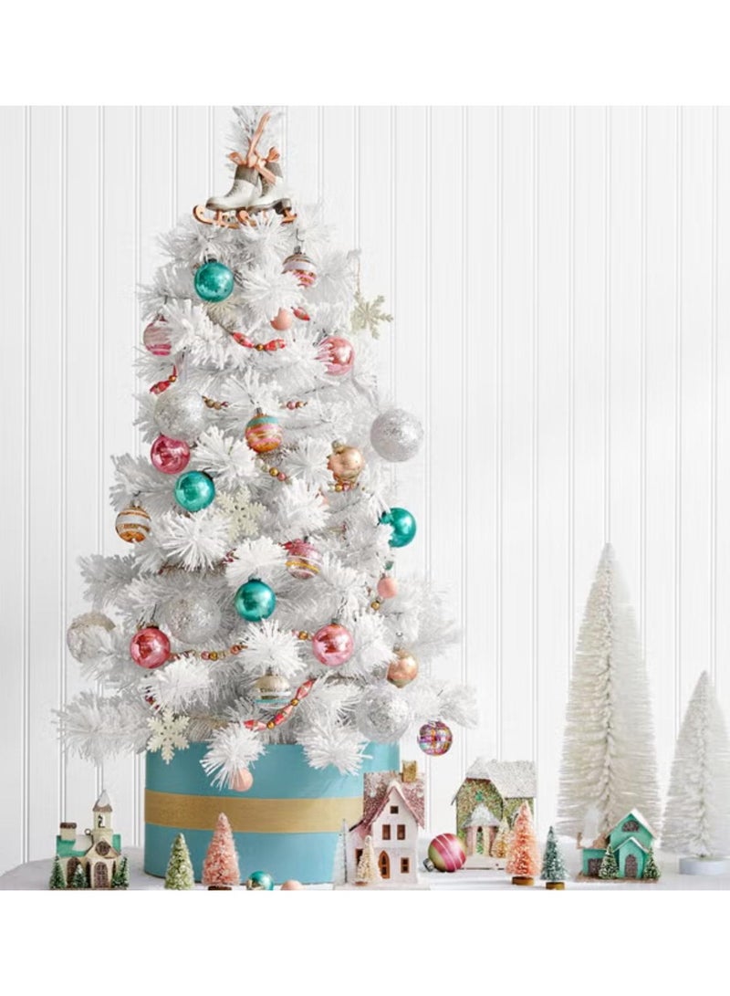 Mado Gallery White Christmas Tree 1.2m–2.1m, Pre-Lit with 40m Warm Lights, Mixed Branches, Foldable Stand, Indoor/Outdoor Holiday Décor-120cm - Image 1
