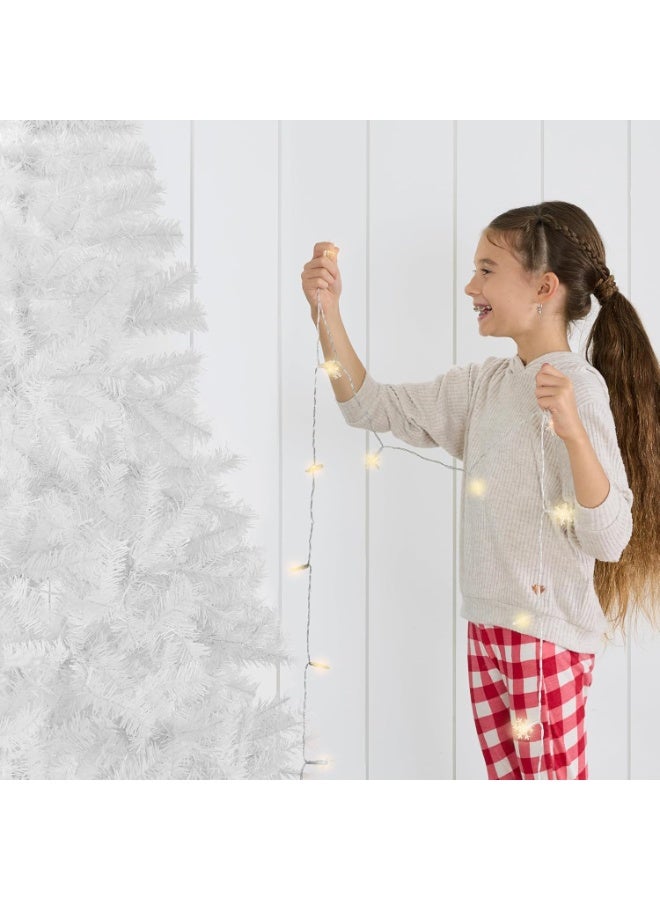 Mado Gallery White Christmas Tree 1.2m–2.1m, Pre-Lit with 40m Warm Lights, Mixed Branches, Foldable Stand, Indoor/Outdoor Holiday Décor-120cm - Image 4
