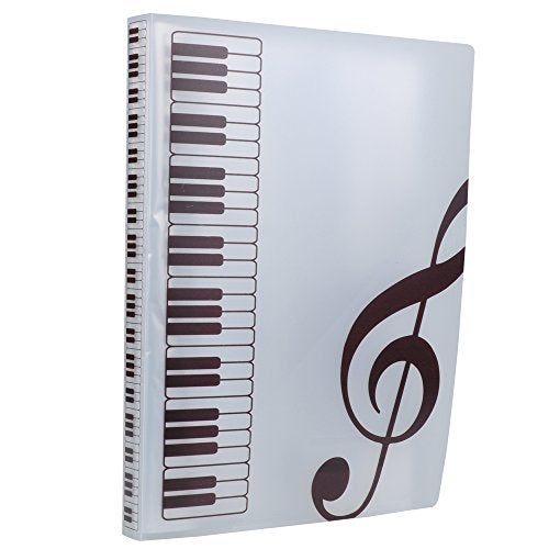 PUNK Music Sheet File Paper Storage Folder Documents Holder Blank Sheet Files Plastic A4 Size 40 Pockets (G Clef-White) - Image 5