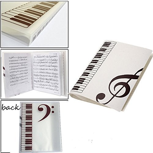 PUNK Music Sheet File Paper Storage Folder Documents Holder Blank Sheet Files Plastic A4 Size 40 Pockets (G Clef-White) - Image 3