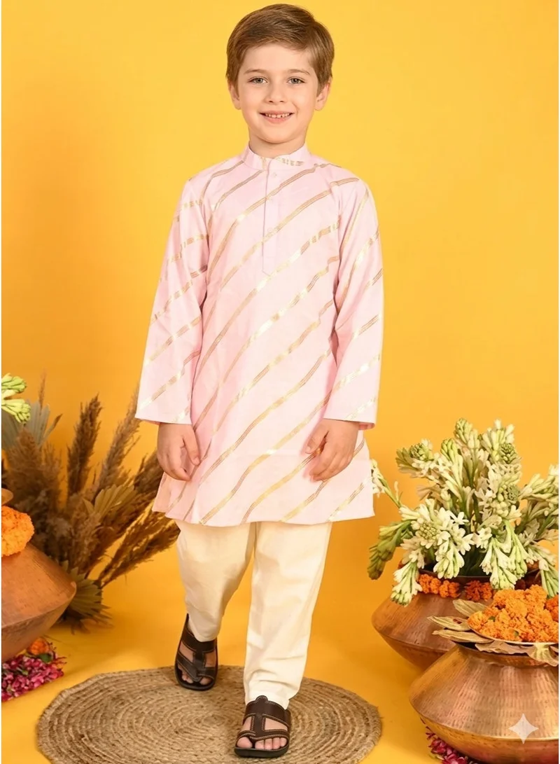 Saka Designs Boys Pink Striped Kurta With Pyjamas