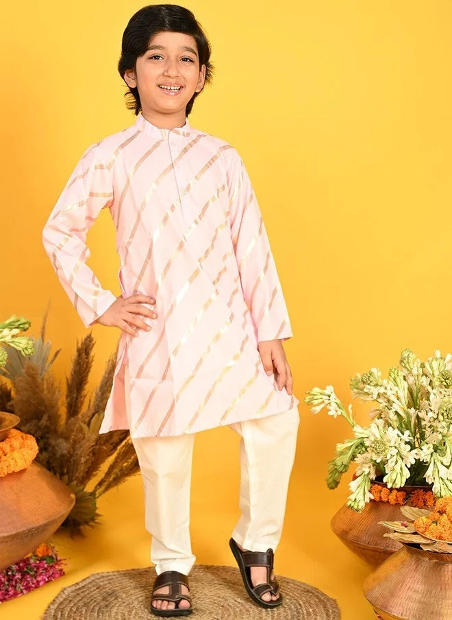 Saka Designs Boys Pink Striped Kurta With Pyjamas
