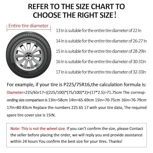 AmFor 26-27 inch Spare Tire Cover, Universal Fit for Jeep, Trailer, RV, SUV, Truck,Tough Tire Wheel Soft Cover Diameter 26" - 27", Camper Wheel, Weatherproof Tire Protectors (Black) - Image 4
