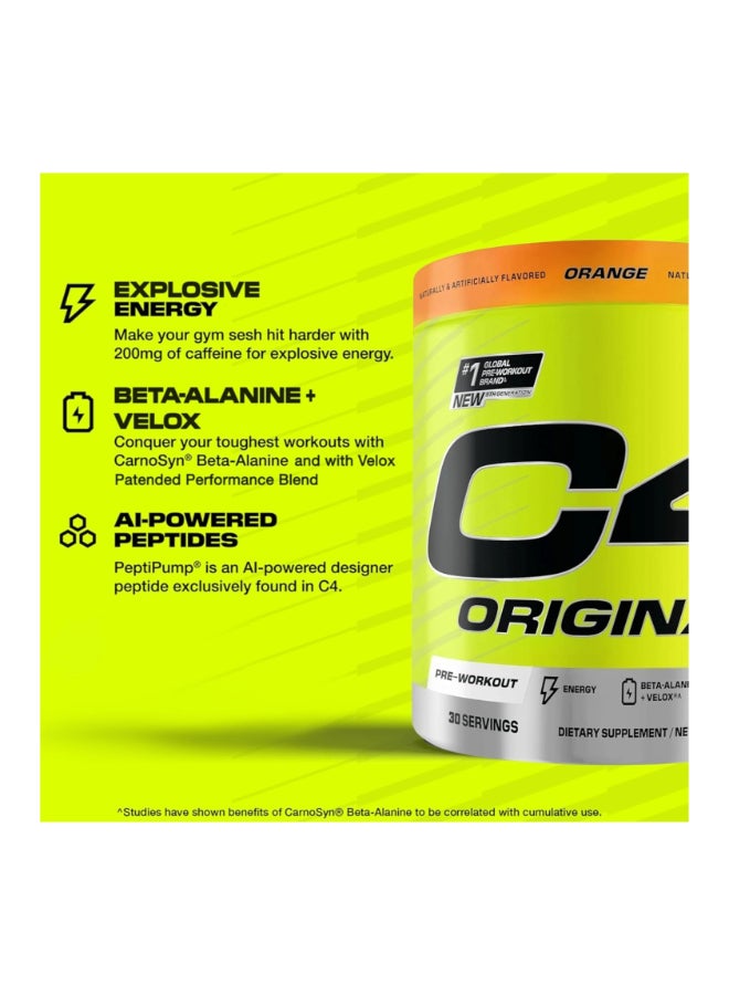 سيلوكور مسحوق C4 الأصلي قبل التمرين بدون سكر، بيتا ألانين، فيتامين C، للطاقة والتركيز والأداء، بنكهة البرتقال – 30 حصة - Image 3
