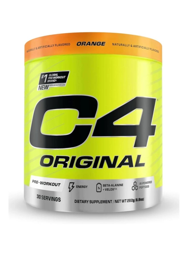 سيلوكور مسحوق C4 الأصلي قبل التمرين بدون سكر، بيتا ألانين، فيتامين C، للطاقة والتركيز والأداء، بنكهة البرتقال – 30 حصة - Image 1