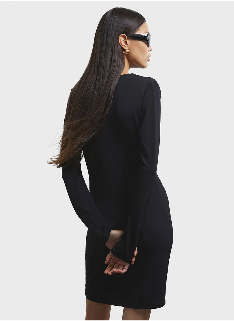 H&M High Neck Ruched Dress