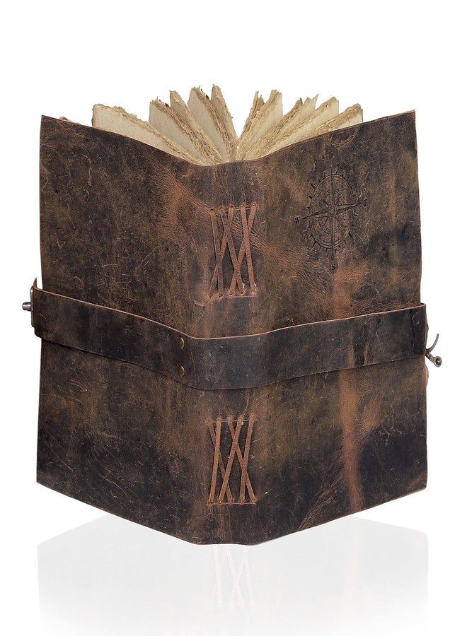 cuero Compass Vintage Leather Journal,Antique Handmade With Lock Leather Bound journal with deckle edge paper for Men And Women Diary,Drawing Journal Notebook,Great Gift (ROUGH VINTAGE BROWN) - Image 3