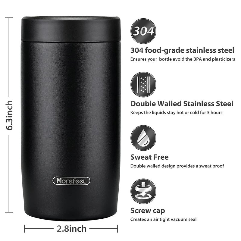 Morefeel 4-in-1 Skinny Can Cooler Double Wall Stainless Steel Insulated Can Holder  Works With 12 Oz Slim Can Standard Cans Beer Bottles & As Pint Cups(Black) - Image 5
