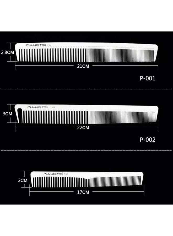 AXEMOORE مجموعة أمشاط كربون مقاومة للحرارة ومضادة للكهرباء الساكنة للصالون المحترف باللونين الأبيض والأسود مكونة من 8 أمشاط مفضلة لدى مصففي الشعر (أبيض) - Image 2