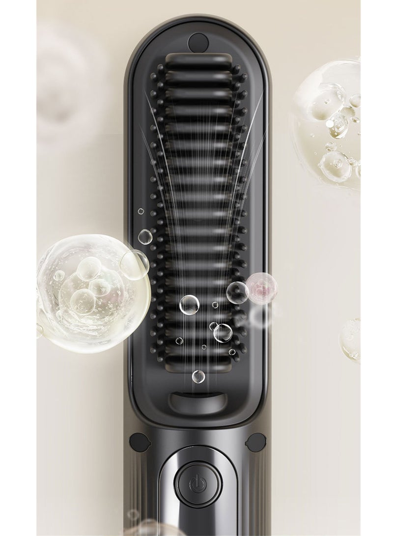 Cordless Hair Straightener Brush with 10 Million Negative Ions, USB-C Rechargeable, 4000mAh Battery, 4 Heat Settings, Fast Heating, Portable for Travel and Home Use, Sleek Black Design - Image 3