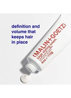 MALIN + GOETZ sage styling cream—lightweight, versatile for all hair types & textures. Smoothes, tames frizz, defines curls, shine without residue. natural fragrance. vegan and cruelty free 4 fl oz  - Image 2