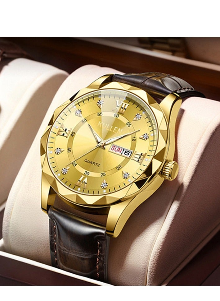 Men's watch waterproof dual calendar night light atmospheric men's watch