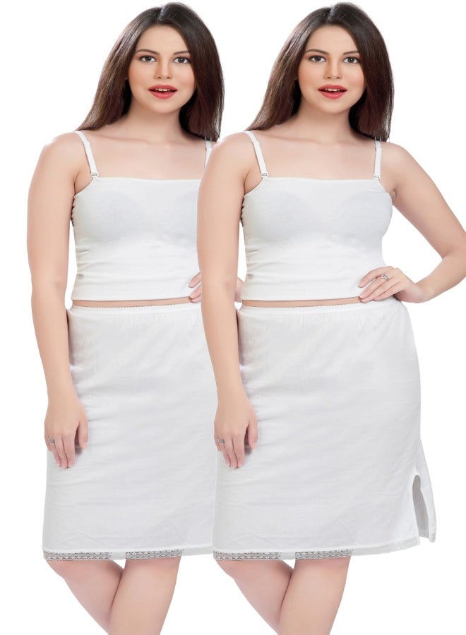 mybody Women's Mini Inskirt Combo Pack of 2 – White Underskirts for Dresses, Soft Stretchable Cotton, Sizes S to 3XL  - Image 2