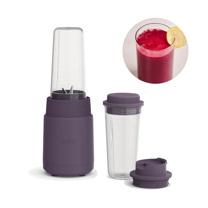 bella 6 Pcs Portable Rocket Blender Juicer  Smoothie Maker Press  Twist Design EverGood  BPA Free Dishwasher Safe Parts 4 Tip Stainless Steel Blade Cord Wrap 240 Watt Motor Plum