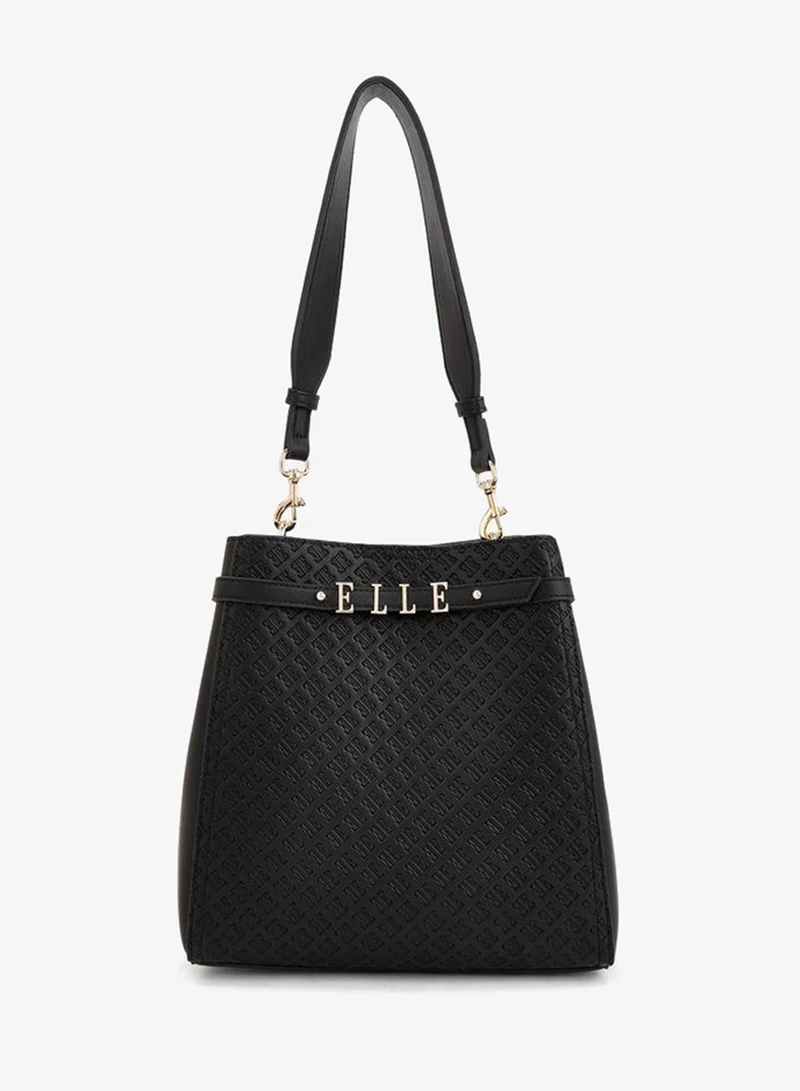 ايل Monogram Embossed Shoulder Bag With Metallic Accent