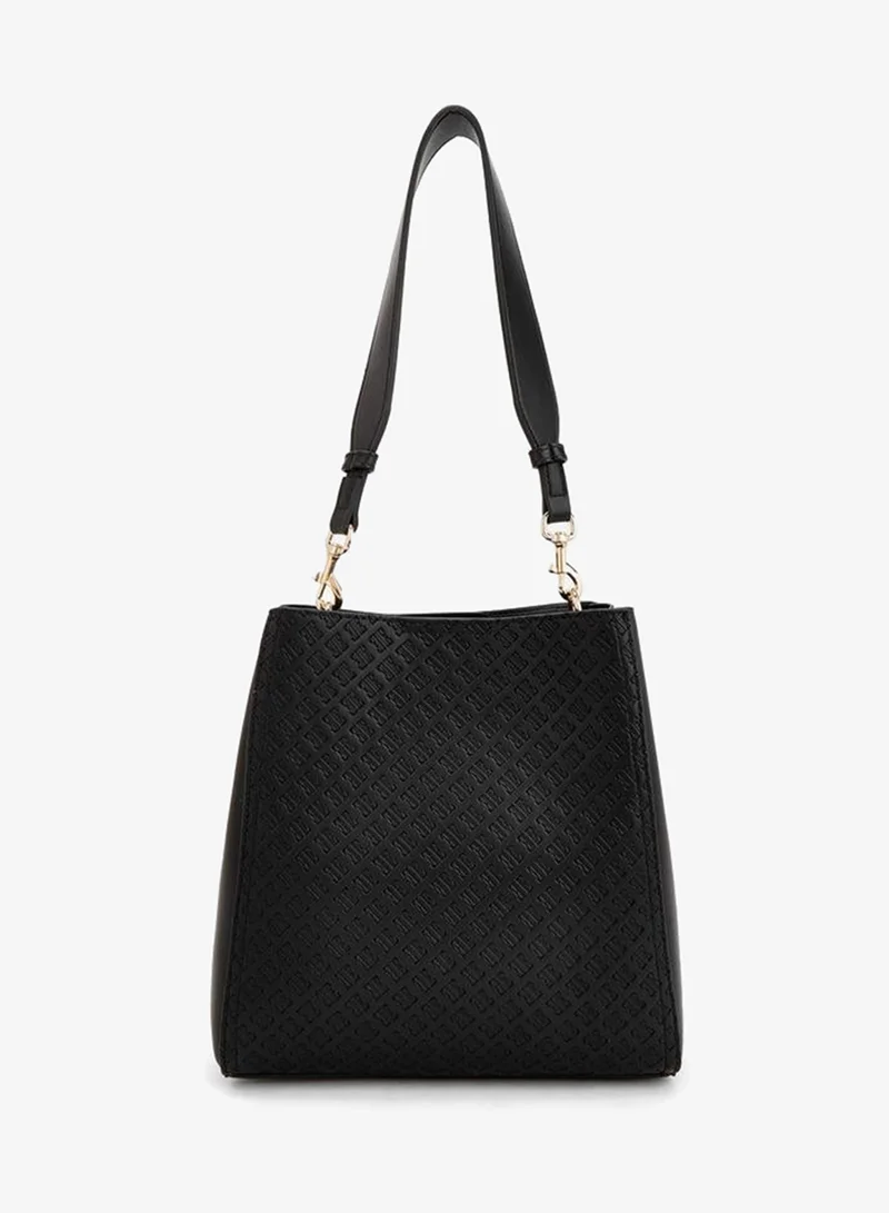 ايل Monogram Embossed Shoulder Bag With Metallic Accent