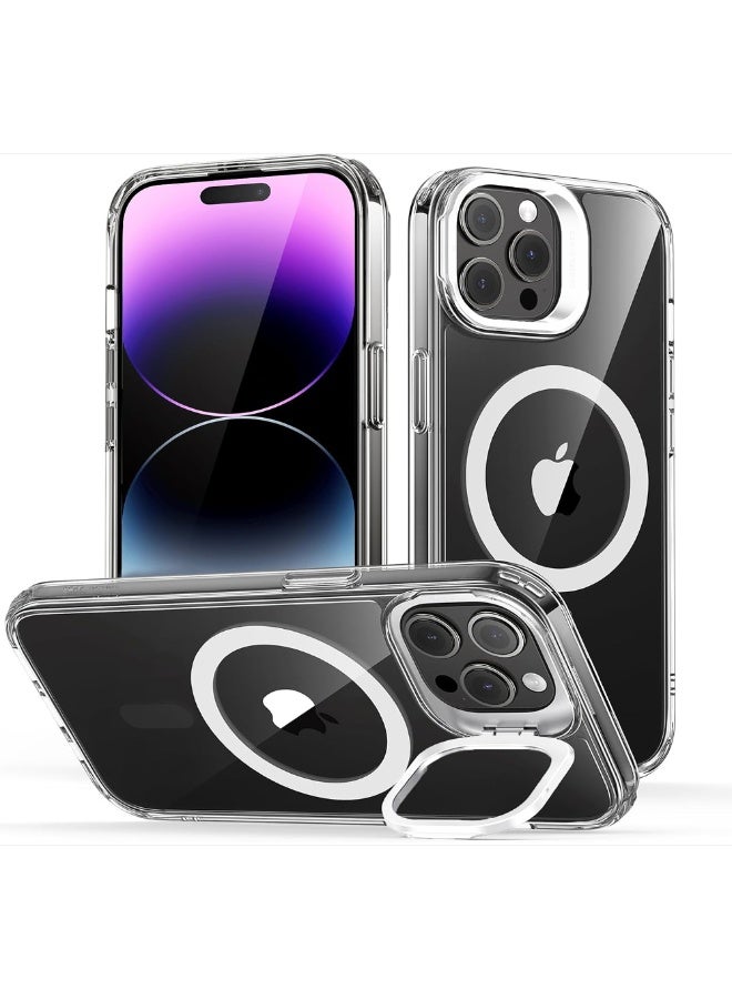 Raxoom iPhone 15 Pro Clear magsafe Case Cover, Camera Control Capture Button, Built-in Stash Stand Phone Case, Compatible with MagSafe, Camera Kickstand Protective Case - Image 1